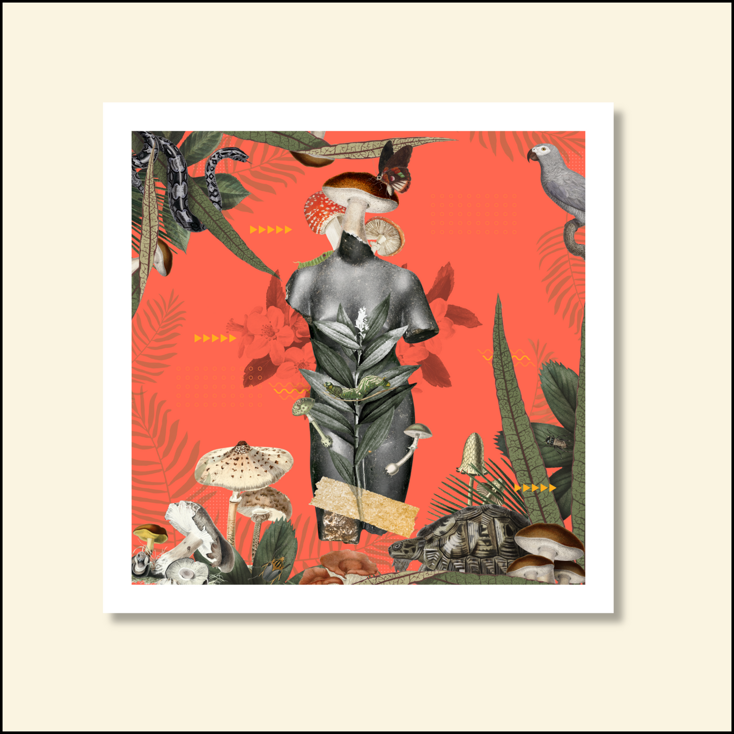 Decomposer Art Print featuring intricate digital artwork that showcases nature’s decomposers, symbolizing renewal and transformation. Elegant design with detailed elements.