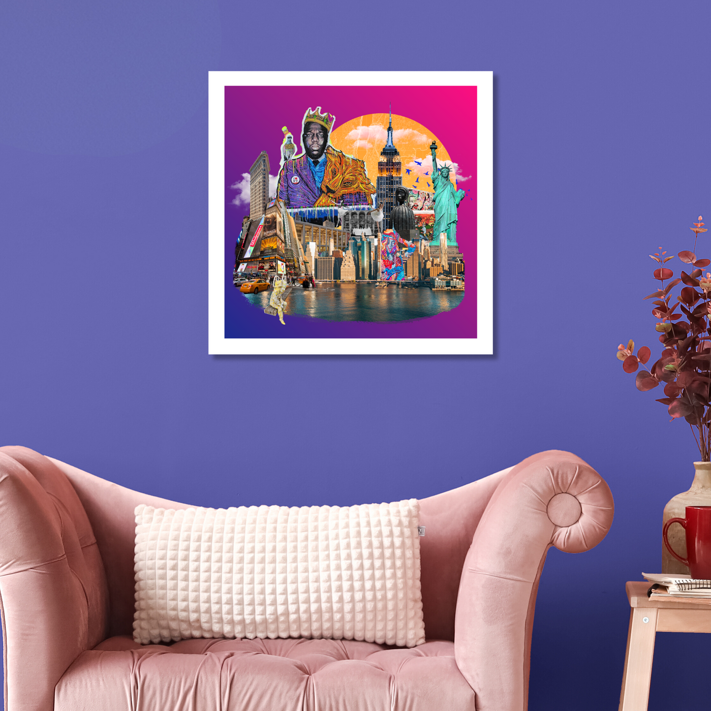 New York City Wall Art Print showcasing the dynamic spirit of Times Square, East Village street art, and High Line sculptures, bringing the city’s iconic energy into any room.