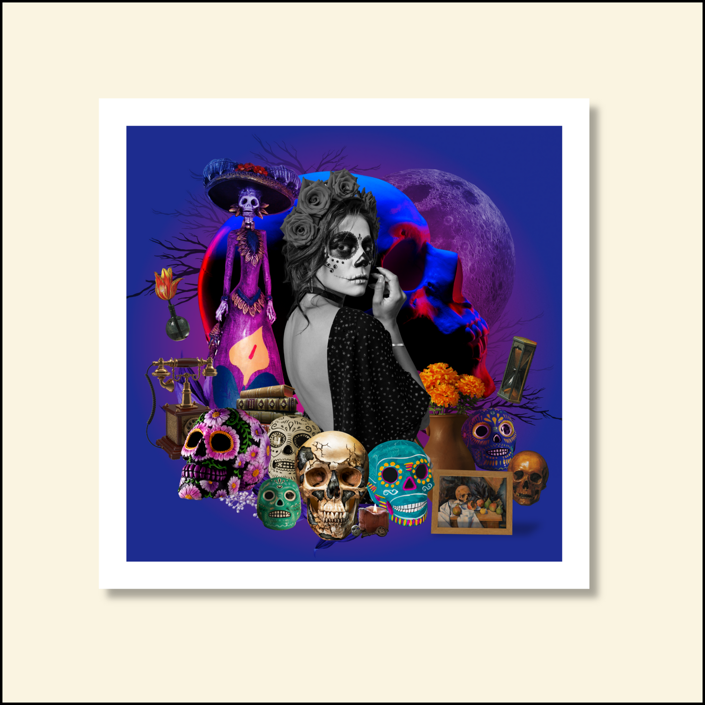 Skulls Art Print digital artwork featuring bold and detailed skull designs, perfect for adding edgy sophistication to home or office decor.