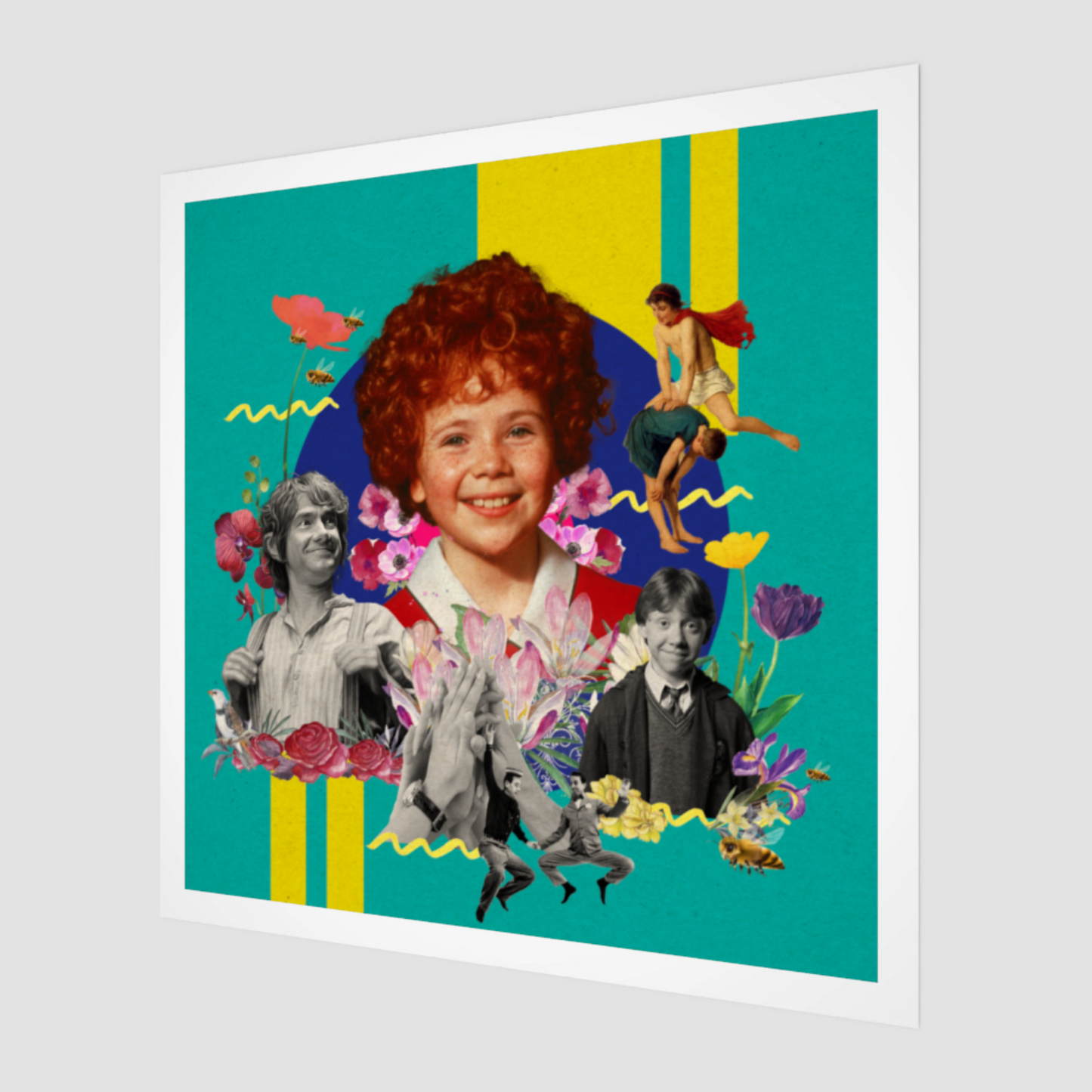 Side view of The Everyman Art Print, highlighting the depth and detail of the digital artwork.