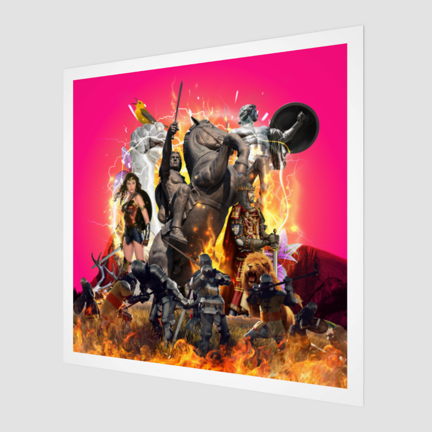 Side view of The Hero Art Print (Second Edition) illustrating the Hero archetype, showcasing its vibrant colors and depth.