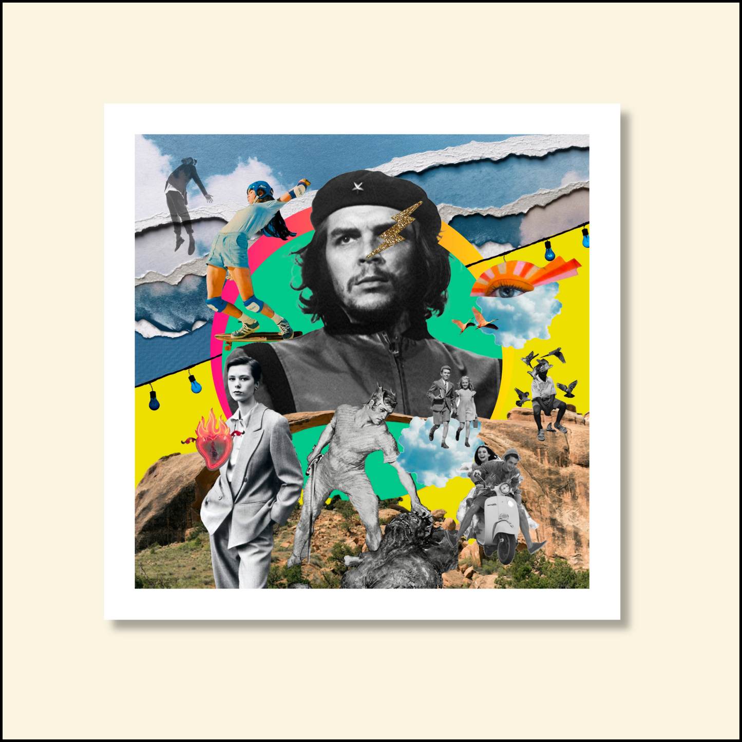 The Rebel Art Print showing a bold representation of Che Guevara symbolizing revolution. Perfect for adding a touch of rebellious spirit to any decor.