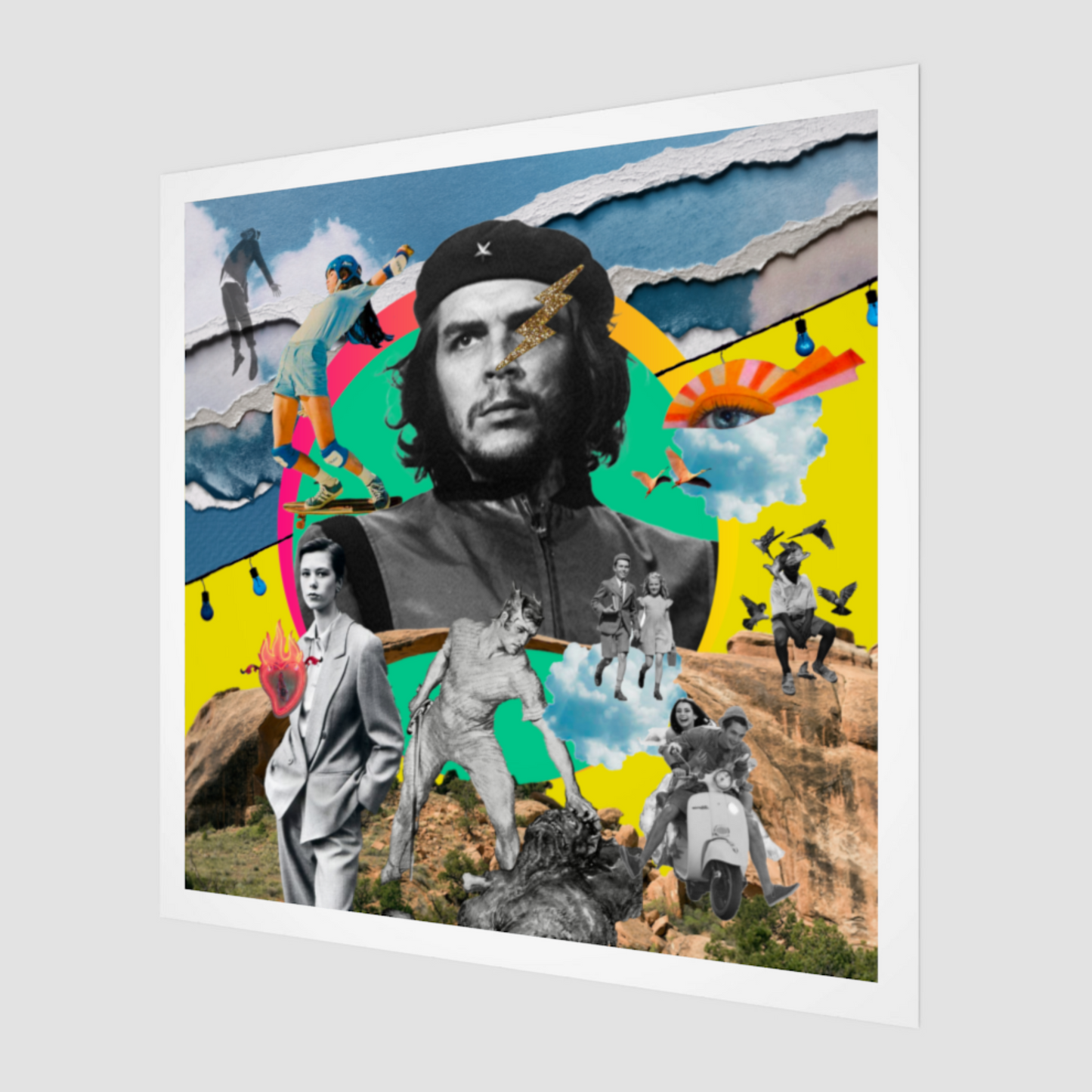 Side view of The Rebel Art Print, emphasizing the depth and texture of the digital artwork.