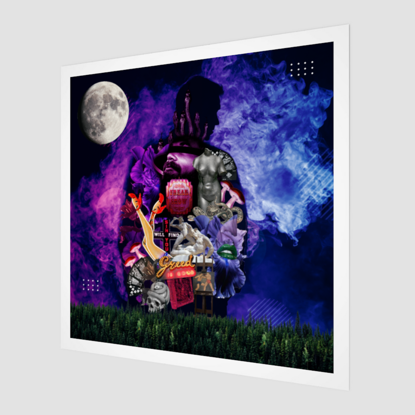 Side view of The Shadow Art Print – Digital artwork displaying intricate details and deep symbolism