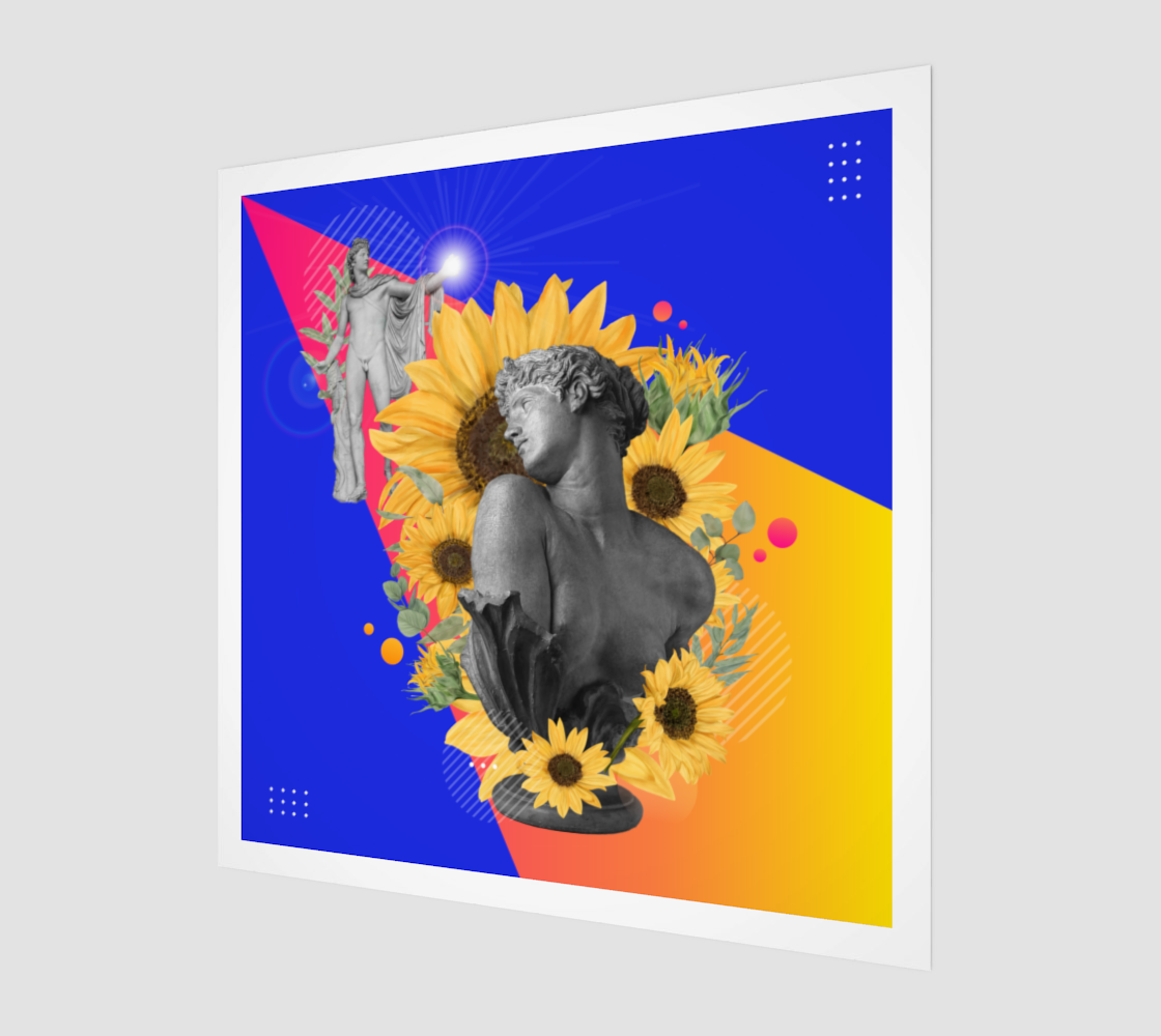 Side view print of the Clytie Art Print, highlighting the intricate and original digital artwork of Clytie