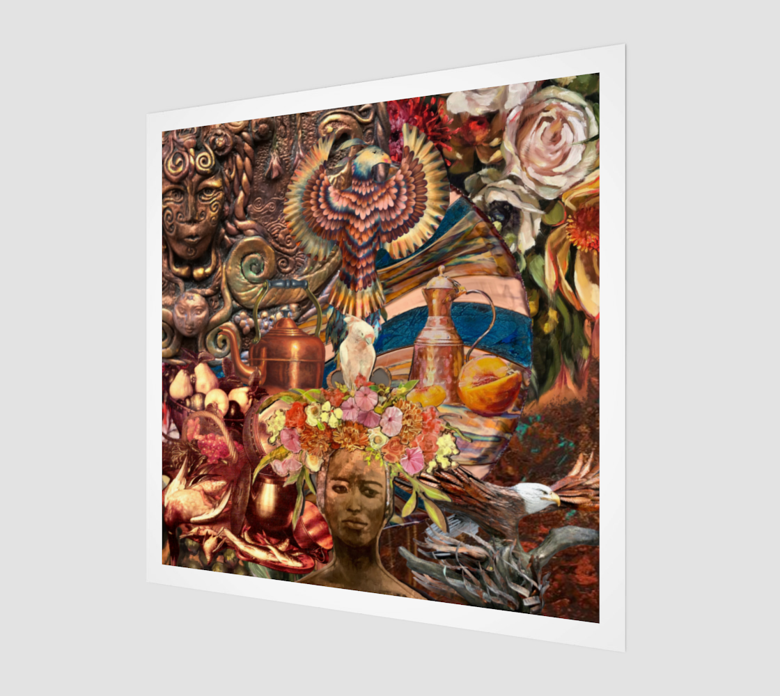 Side view of the Copper Art Print, showcasing its metallic sheen and intricate design for a unique home accent.