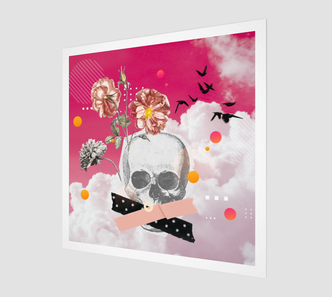 Side view of the Death Art Print, highlighting the fine details of this digital artwork and the premium quality of the art print.