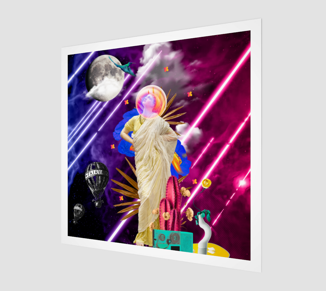 Side view print of the Light vs Darkness Art Print illustrating the details and dynamic contrast of light and dark