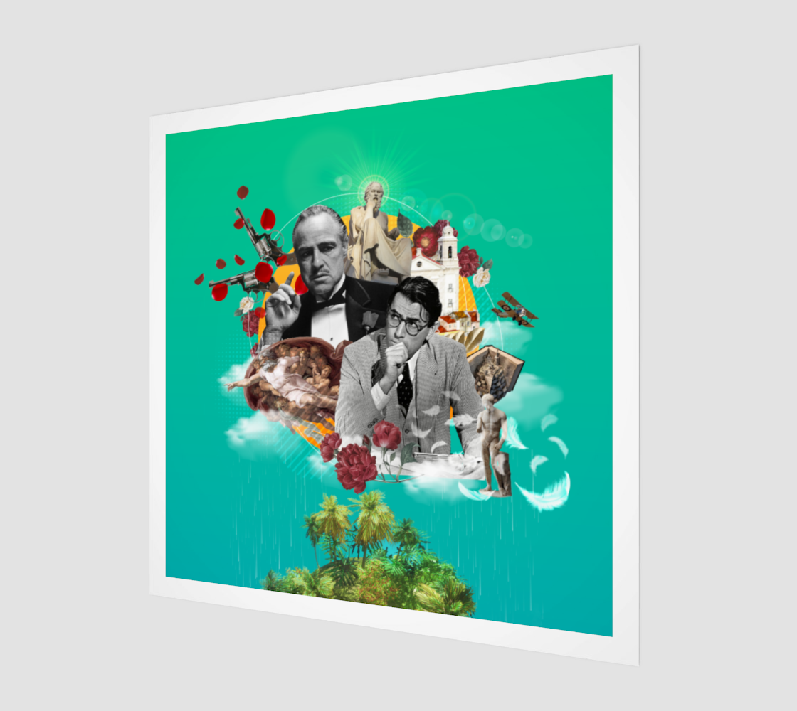 Side view print of The Father Art Print, highlighting the detailed and elegant digital artwork