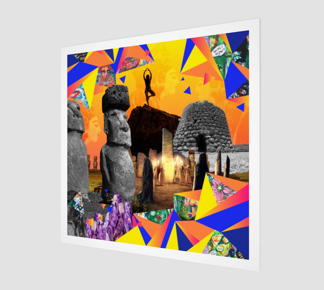 Side view print of the Stones Art Print, highlighting the intricate details and original digital artwork of stones