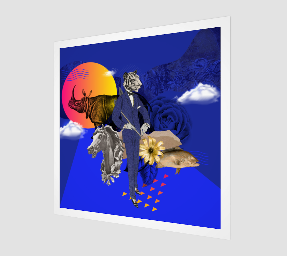 Side view of The Animal Art Print, emphasizing the depth and detail of the digital artwork