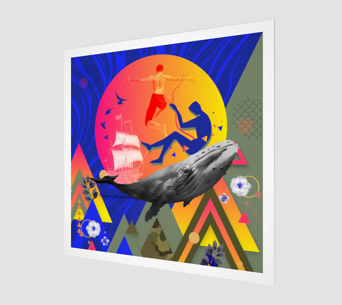 Side view of The Hero Art Print (First Edition), showing the detailed digital artwork and texture of this striking archetype art print