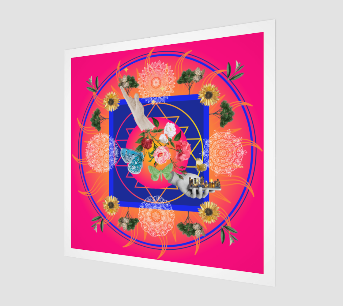 Side view of The Mandala Art Print highlighting the intricate digital artwork and high-quality print finish.