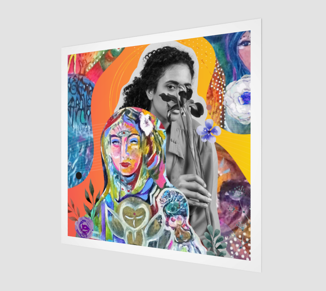 Side view of The Mother Art Print, emphasizing the texture and detail of this high-quality digital artwork