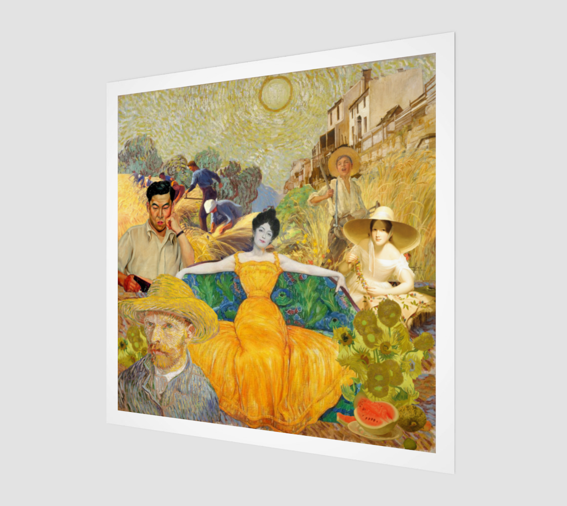 Side view of a Yellow Art Print showcasing its radiant and bright colors, ideal for home or office walls.