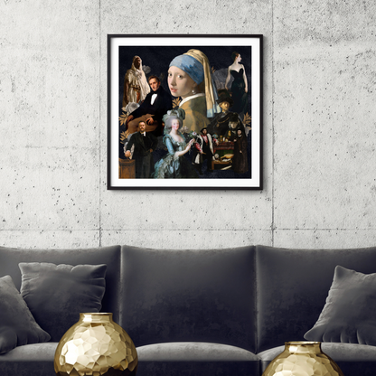 Framed Black Art Print on wall, a refined, powerful orignal digital print that brings elegance and boldness to any space.