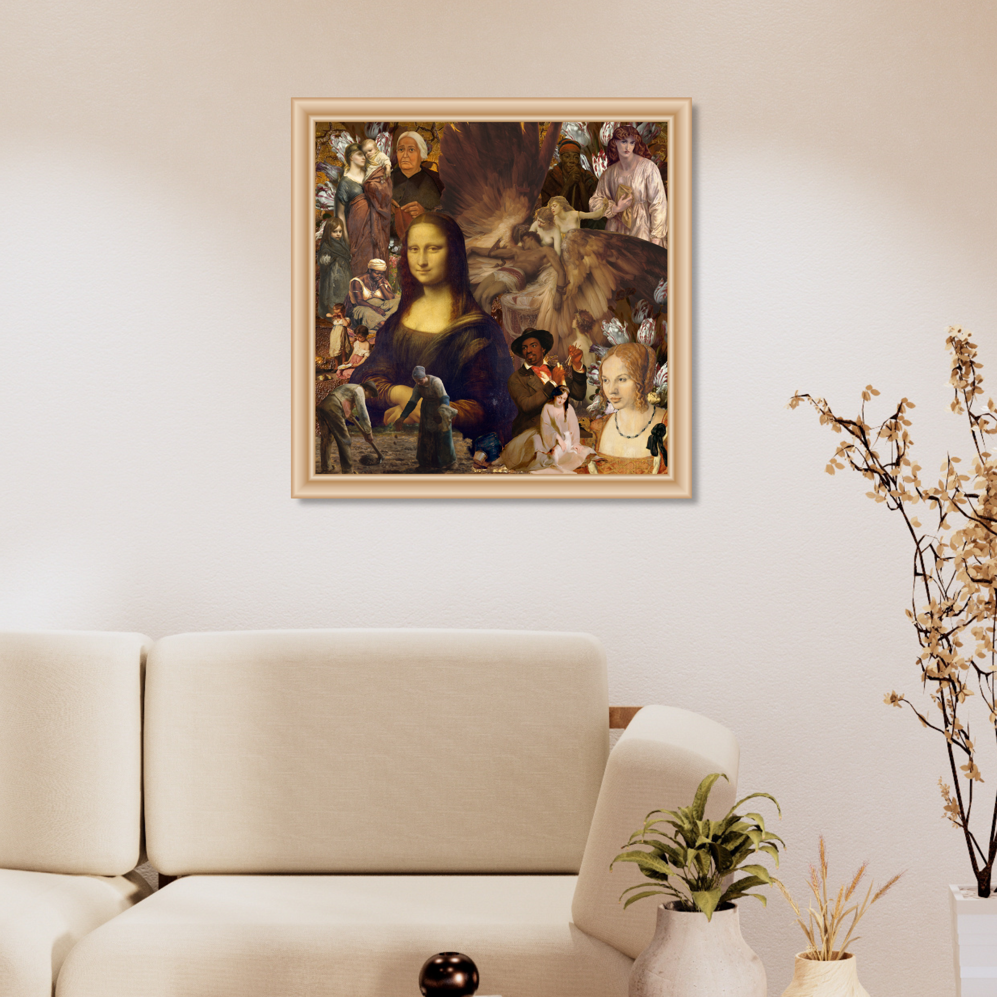 Framed Brown Art Print on wall, a sophisticated and grounding digital print adding warmth and depth to home decor
