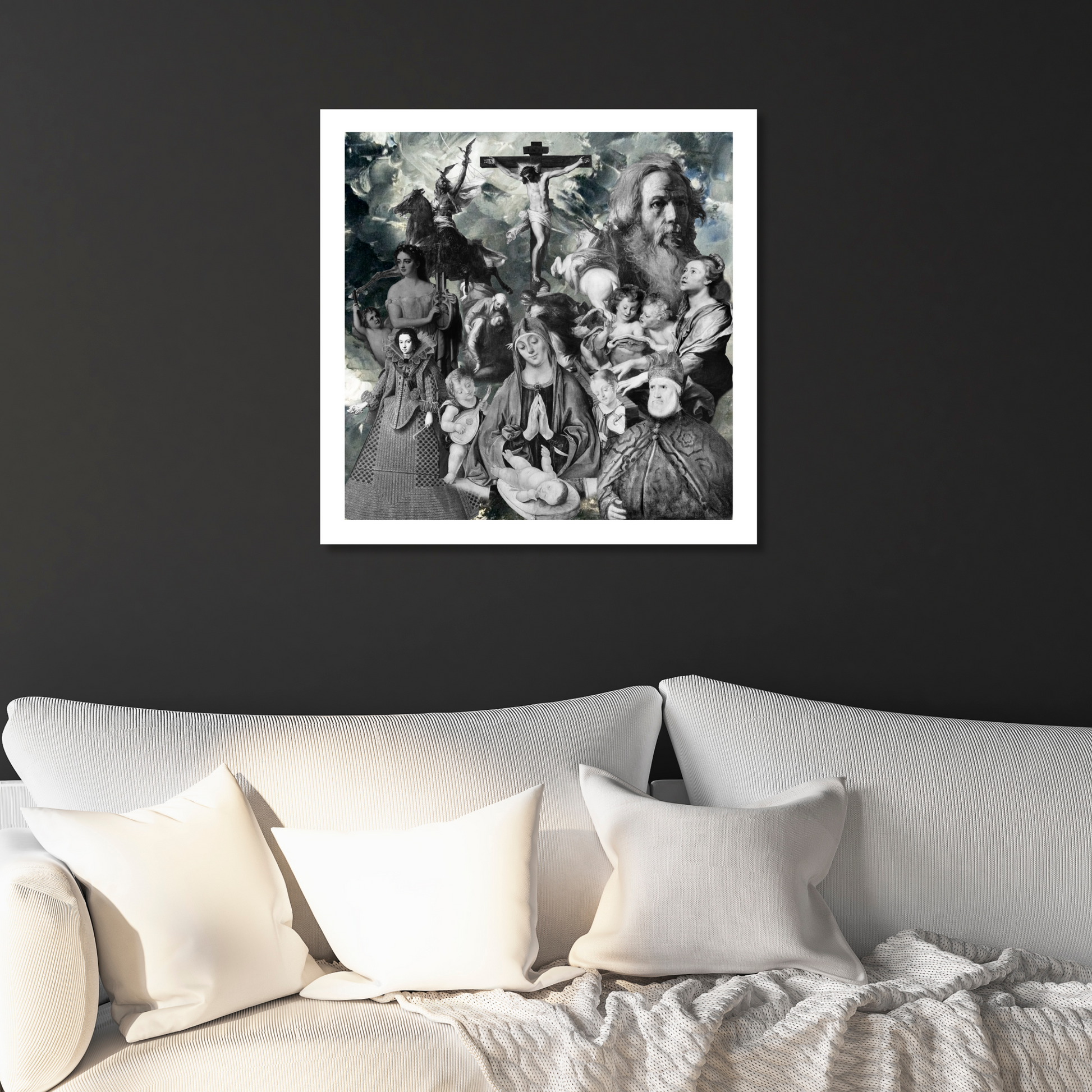 Grey Art Print displayed on a wall in a home, bringing elegance and contemplation to the living space.