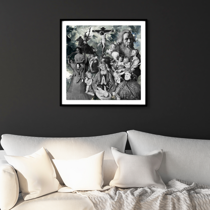 Framed Grey Art Print on a wall in a stylish home, adding sophistication and depth to the interior.