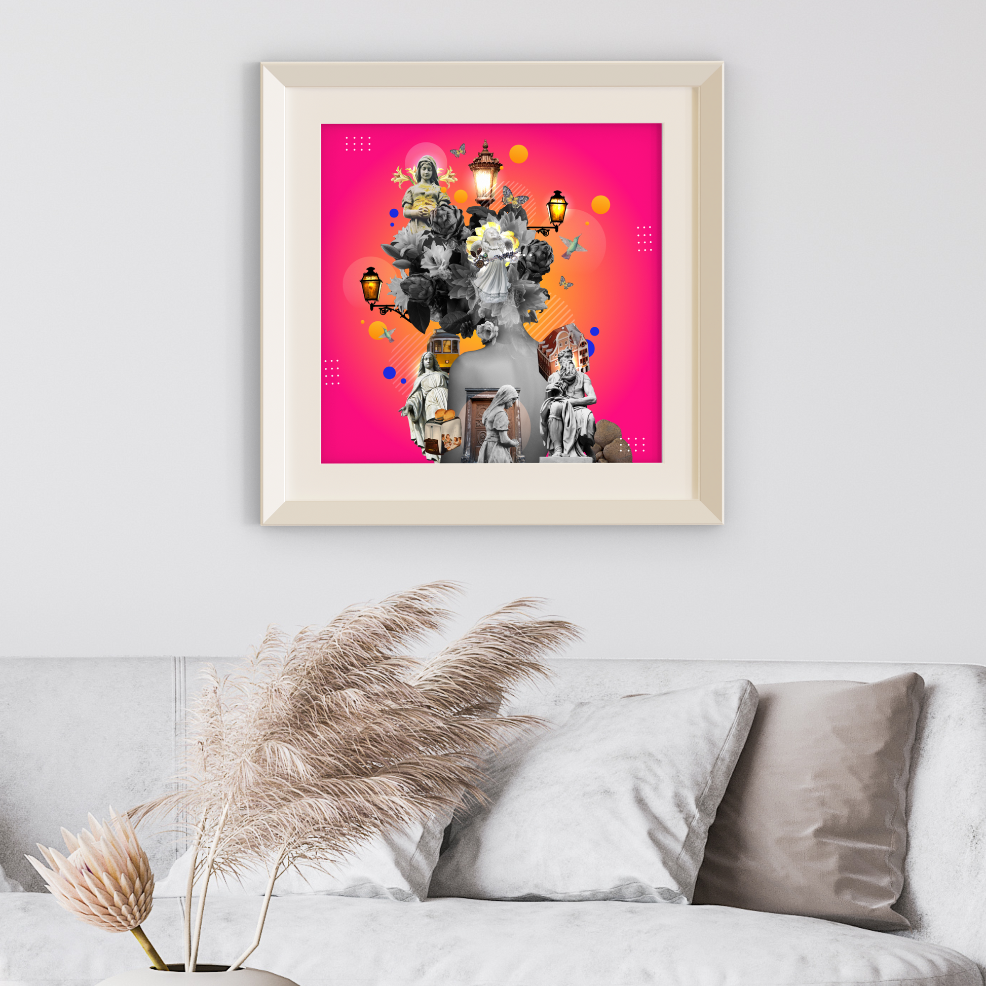 Framed Separation from Parents Art Print hanging on the wall of a modern living room, featuring high-quality digital artwork with elegant and meaningful themes of growth and transition.