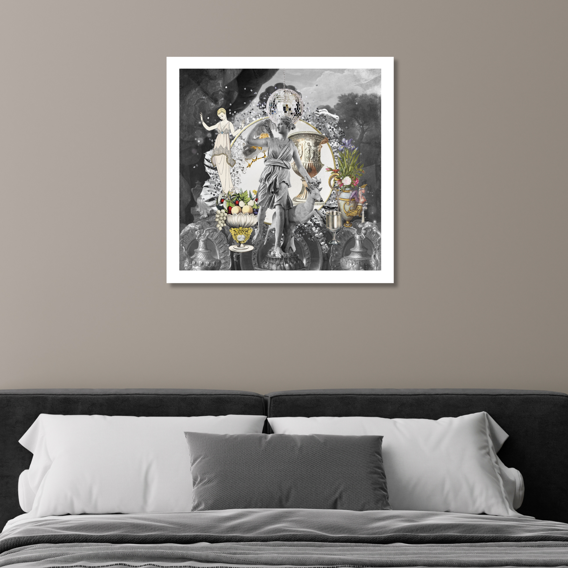 Silver Art Print displayed on home wall, stylish wall decor bringing elegance and sophistication to any room.