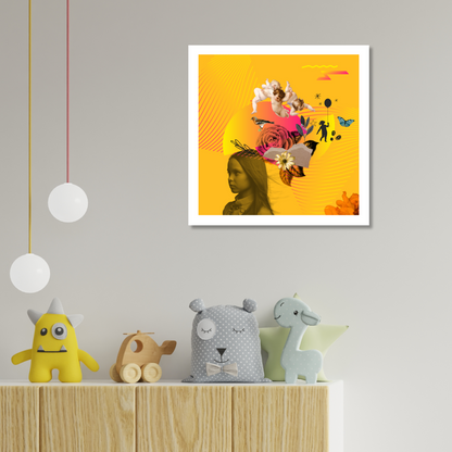The Child Art Print displayed on a wall in a home setting – A charming piece of digital artwork that adds a touch of innocence to any room.