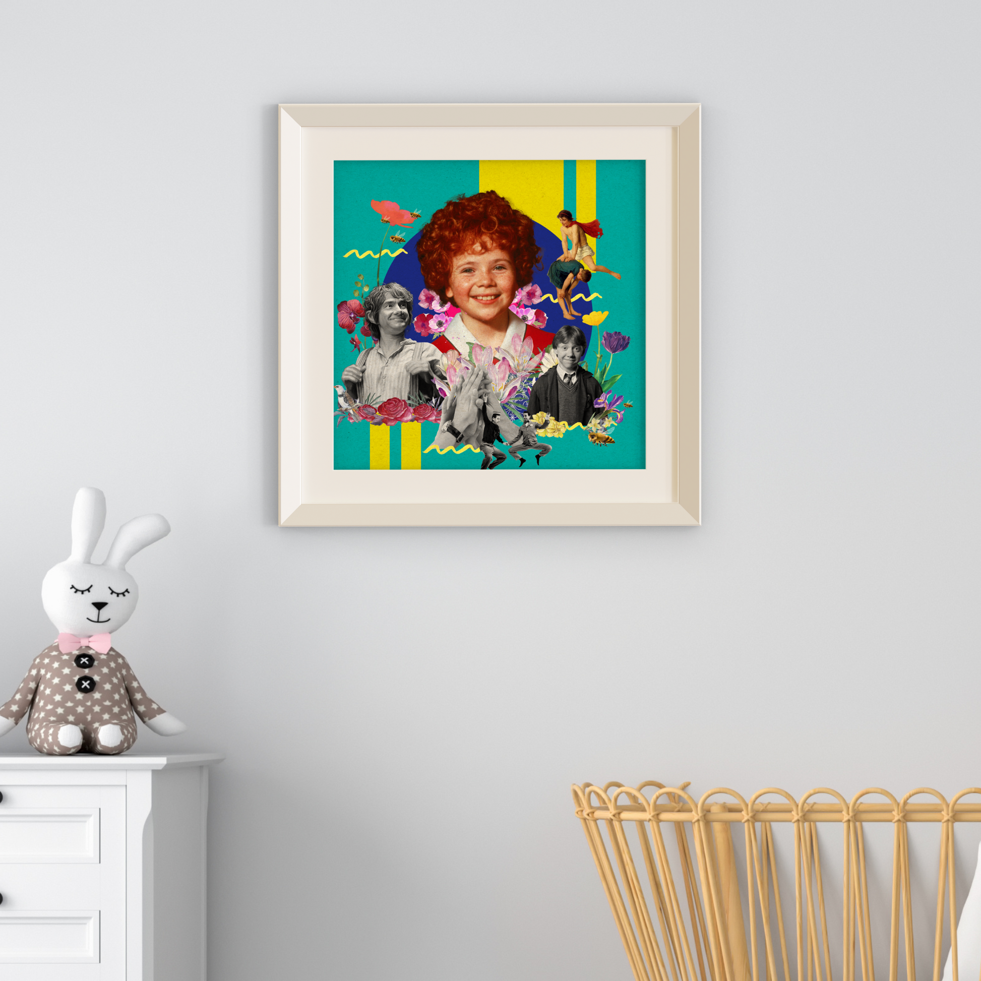 The Everyman Art Print framed and hanging on the wall in a home, emphasizing its high-quality art print features and digital artwork. 