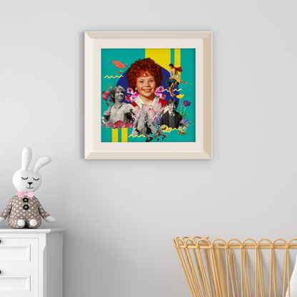 The Everyman Art Print framed and hanging on the wall in a home, emphasizing its high-quality art print features and digital artwork. 