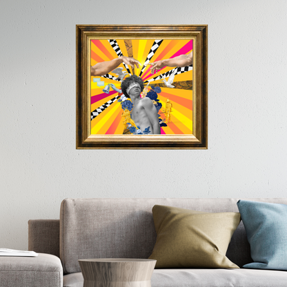 The Initiation Art Print framed and hanging on a home wall – High-quality digital artwork with archetypal themes and elegant framing.