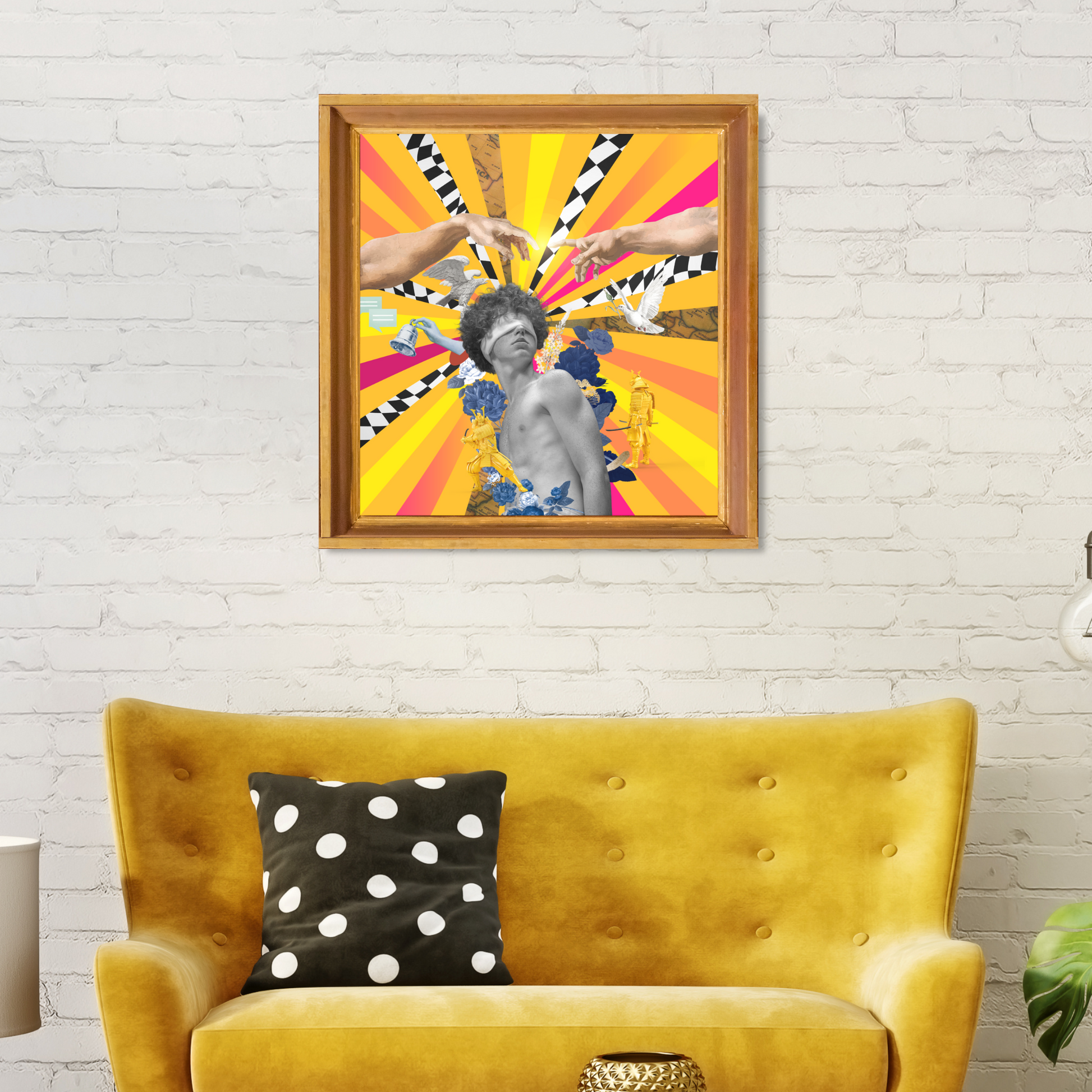 The Initiation Art Print framed and hanging on a home wall, featuring high-quality digital artwork with archetypal themes and elegant framing.