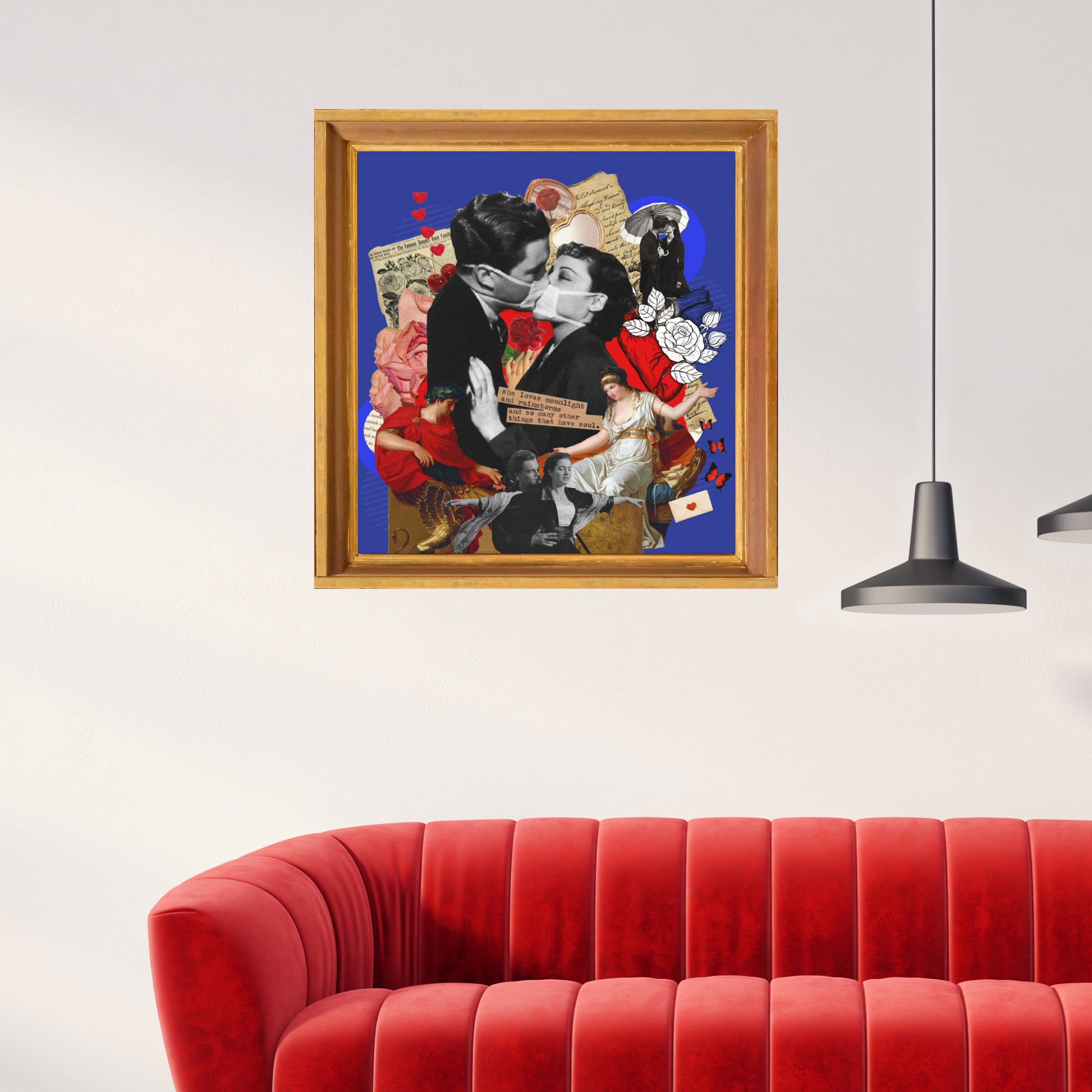 Framed Lover Art Print on a home office wall, highlighting its detailed digital artwork and archetype symbolism, adding sophistication to the decor.