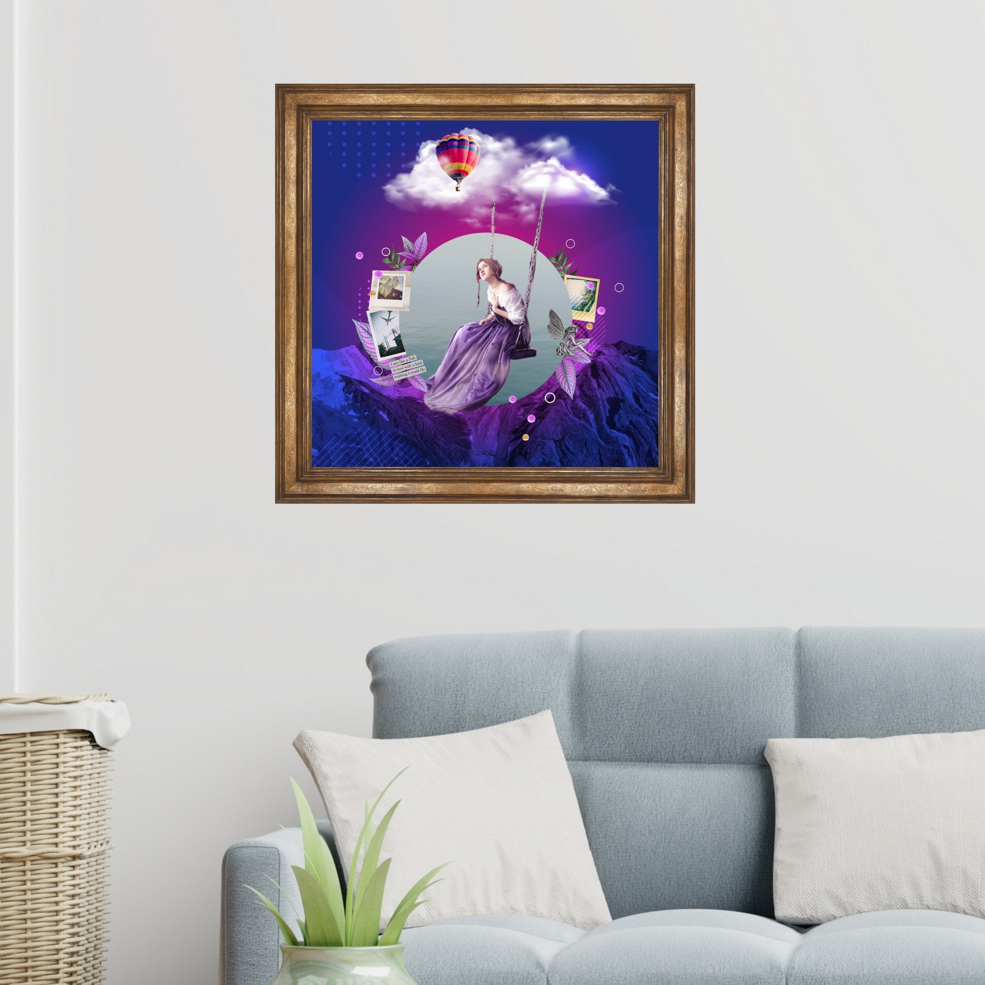 The Outcast Art Print framed and hanging on a wall in a modern office. This framed digital artwork enhances decor with its intriguing narrative and artistic quality.