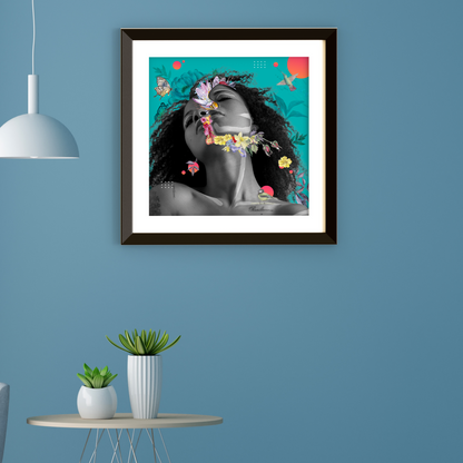 The Persona Art Print framed and hung on a wall in a home. This high-quality digital artwork delves into the concept of self-presentation.
