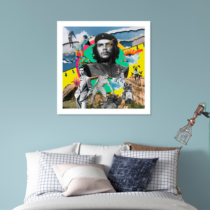 The Rebel Art Print displayed on a living room wall, showcasing its powerful digital artwork. 
