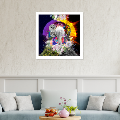 The Self Art Print displayed on a wall in a home setting. This original digital artwork represents the union of conscious and unconscious self.
