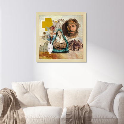 Framed White Art Print on wall, minimalist and peaceful digital print bringing serenity to home decor.