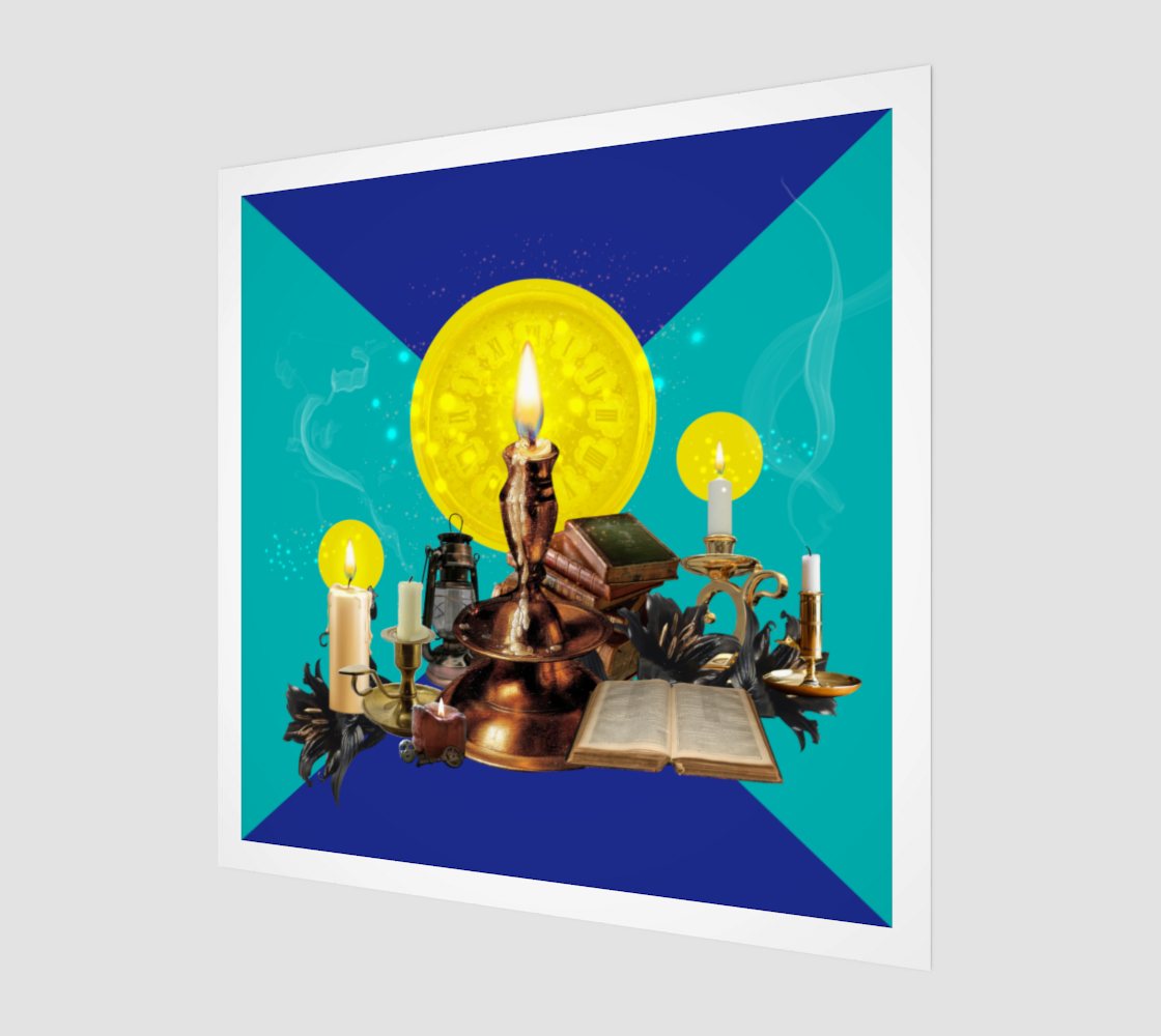 Side view print of the Candles Art Print, highlighting the detailed and elegant digital artwork of glowing candles