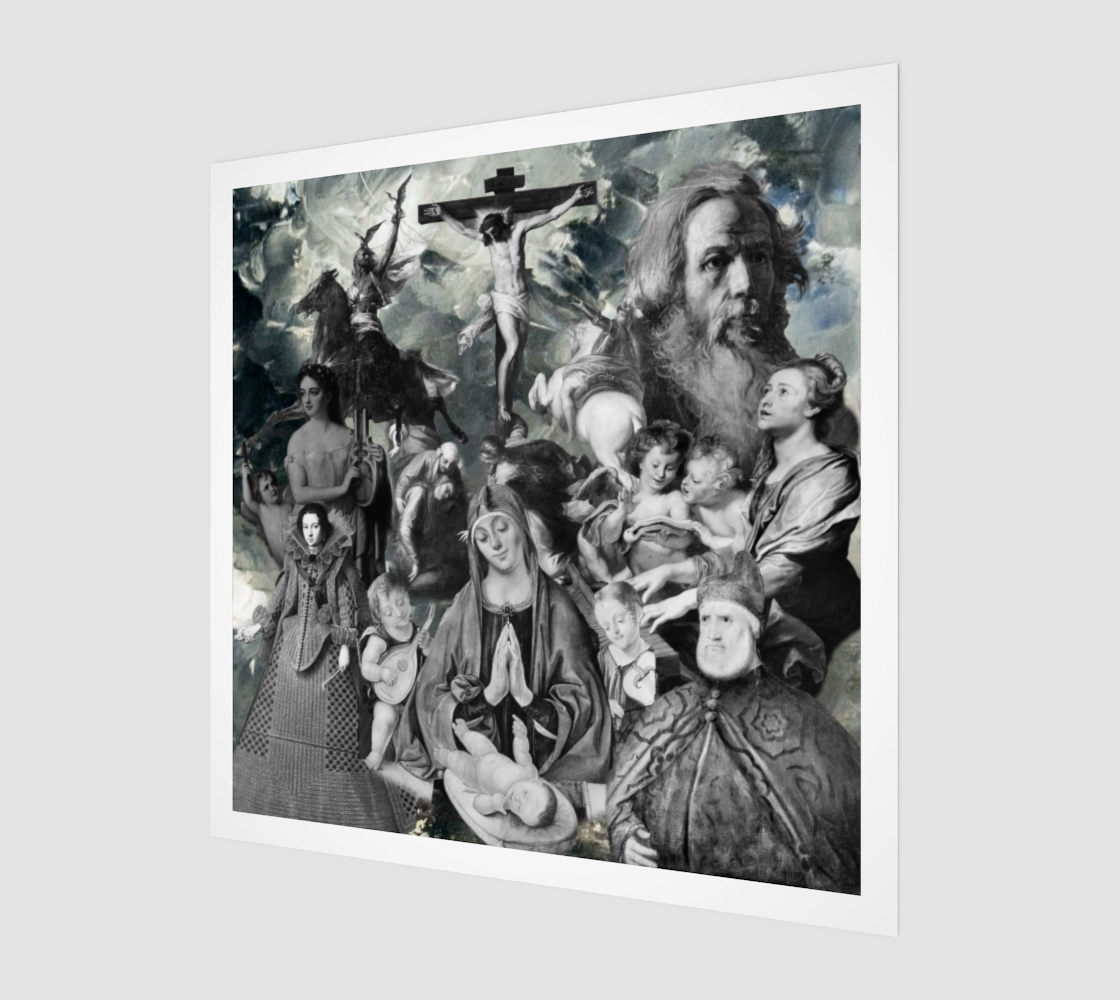 Side view of Grey Art Print showcasing the original digital artwork’s details and depth, perfect for contemporary decor.