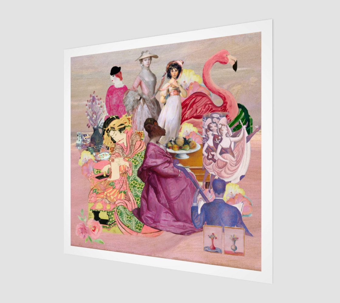 Side view of Pink Art Print showing detailed original digital artwork with gentle pink shades, ideal for creating a calming and loving atmosphere in any room