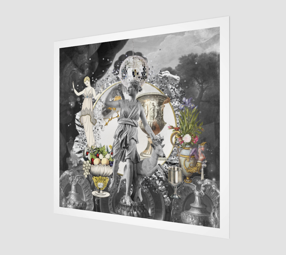 Side view of Silver Art Print, a high-quality original digital artwork with reflective and symbolic silver tones.