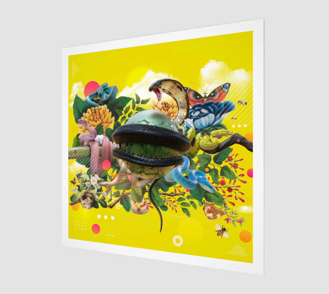 Side view print of the Snake Art Print showing detailed digital artwork of a snake.