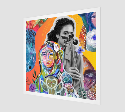 Side view of The Mother Art Print, emphasizing the texture and detail of this high-quality digital artwork